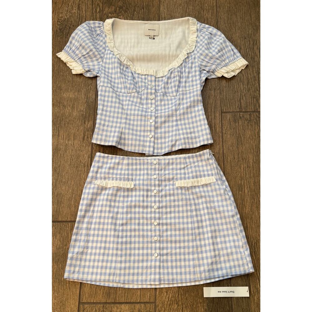 NEW Reformation Janell Two Piece Set in Crystal Check Size 4 - Picture 4 of 15